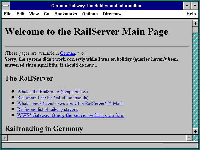Screenshot of German Rail Schedules