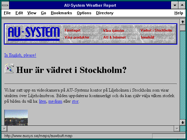 Screenshot of AU-System Weather Report