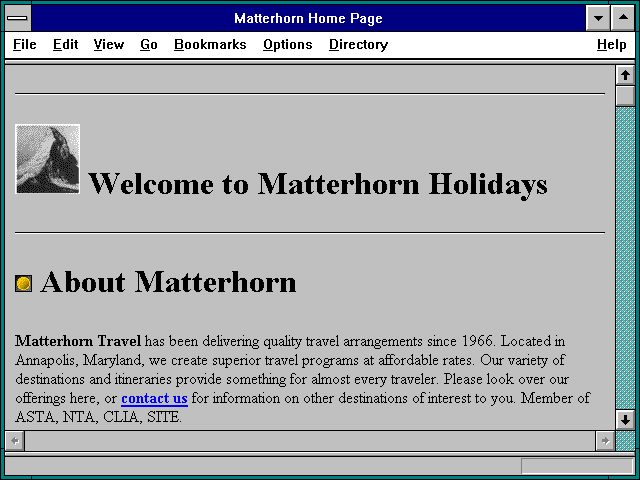 Screenshot of Matterhorn Home Page