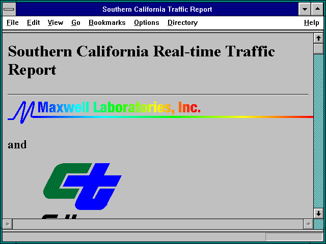 Screenshot of Southern California Traffic Report