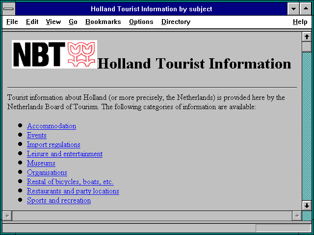 Screenshot of Holland Tourist Information by subject