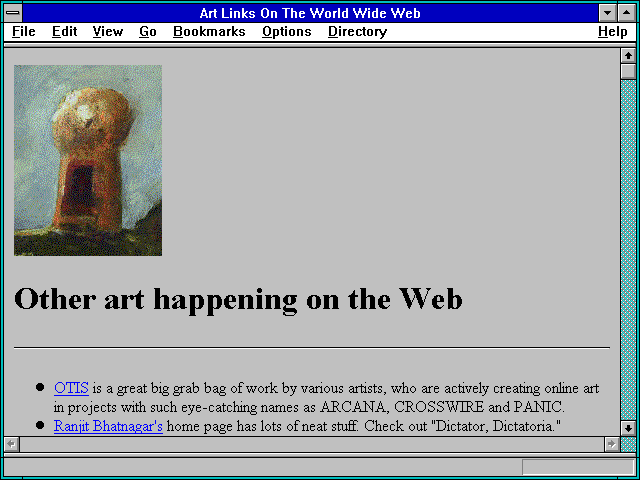 Screenshot of Art Links On The World Wide Web