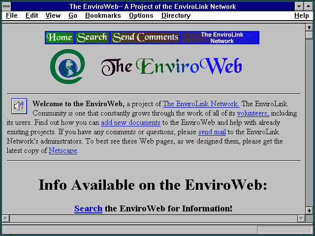 Screenshot of The EnviroWeb-- A Project of the EnviroLink Network
