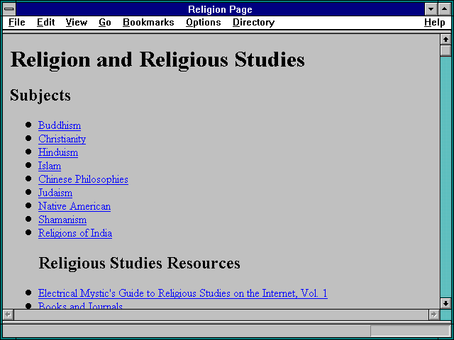 Screenshot of Religion and Religious Studies Subjects