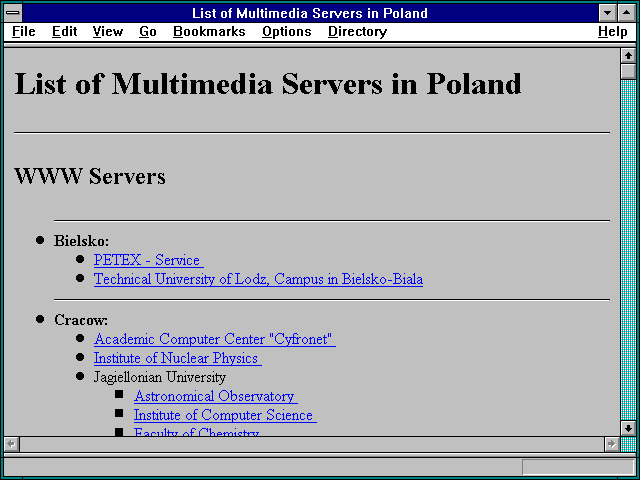 Screenshot of List of Multimedia Servers in Poland
