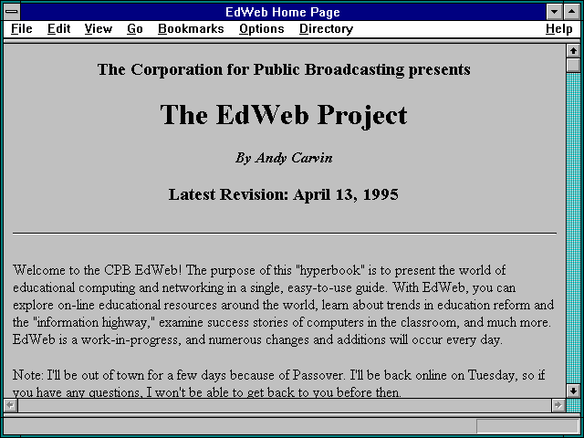 Screenshot of EdWeb Home Page