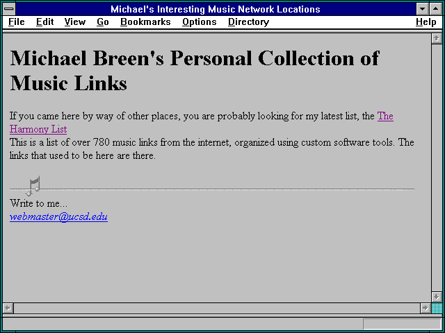 Screenshot of Michael's Interesting Music Network Locations