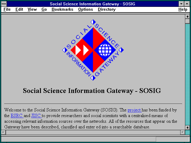 Screenshot of Social Science Information Gateway - SOSIG