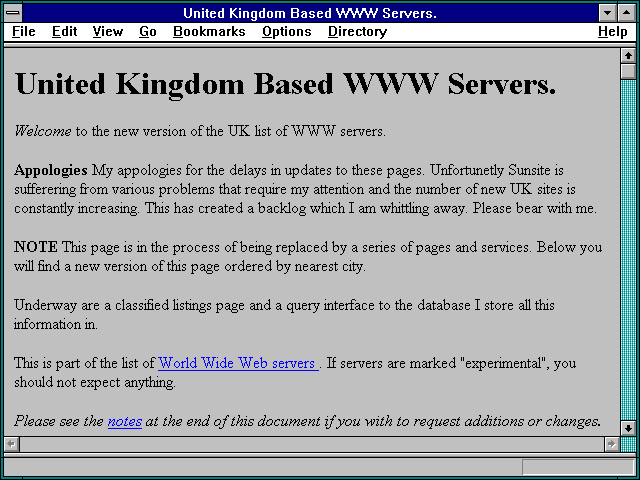 Screenshot of United Kingdom Based WWW Servers.