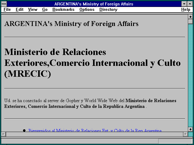 Screenshot of ARGENTINA's Ministry of Foreign Affairs