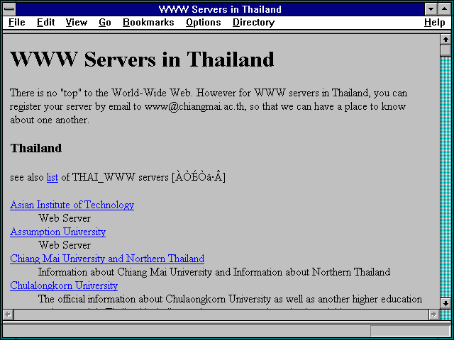 Screenshot of WWW Servers in Thailand