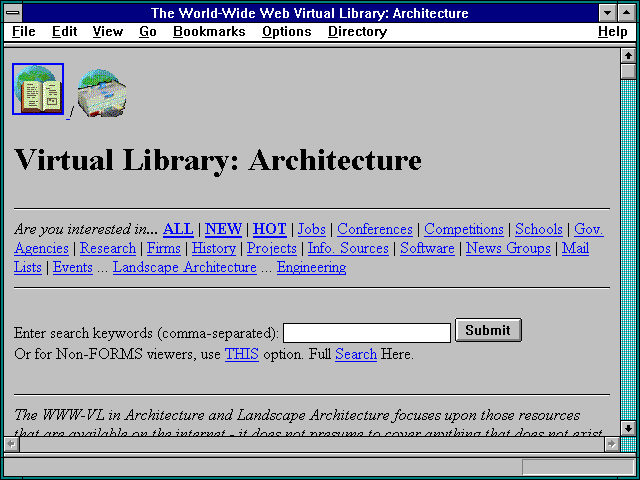 Screenshot of The World-Wide Web Virtual Library: Architecture