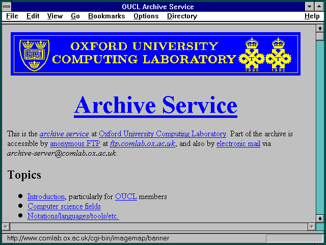 Screenshot of OUCL Archive Service