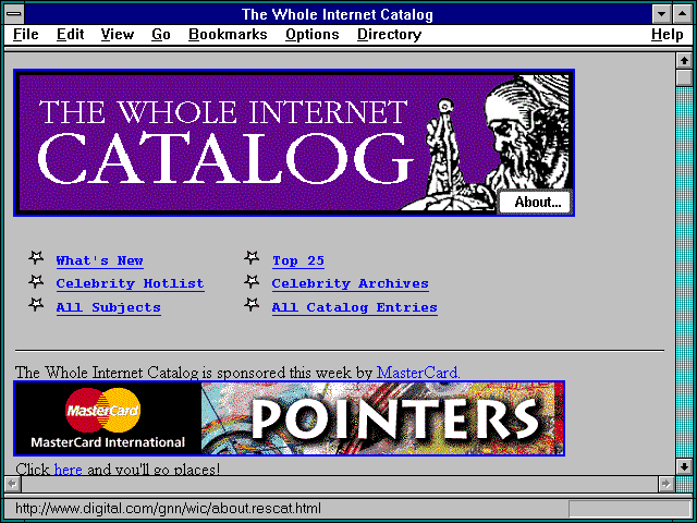 Screenshot of The Whole Internet Catalog