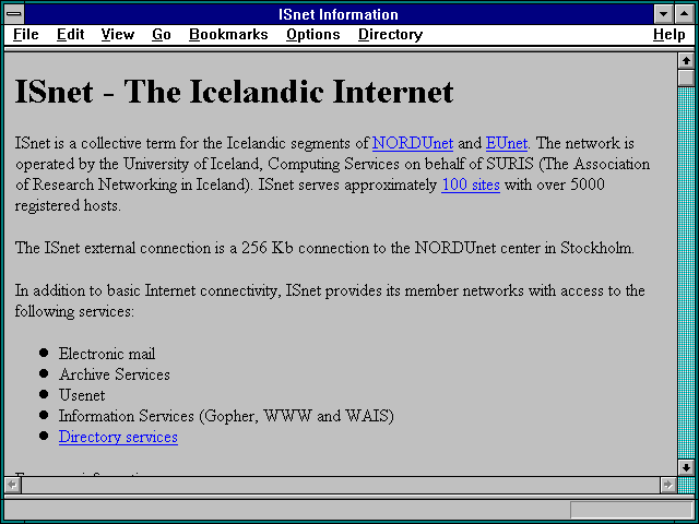 Screenshot of ISnet Information