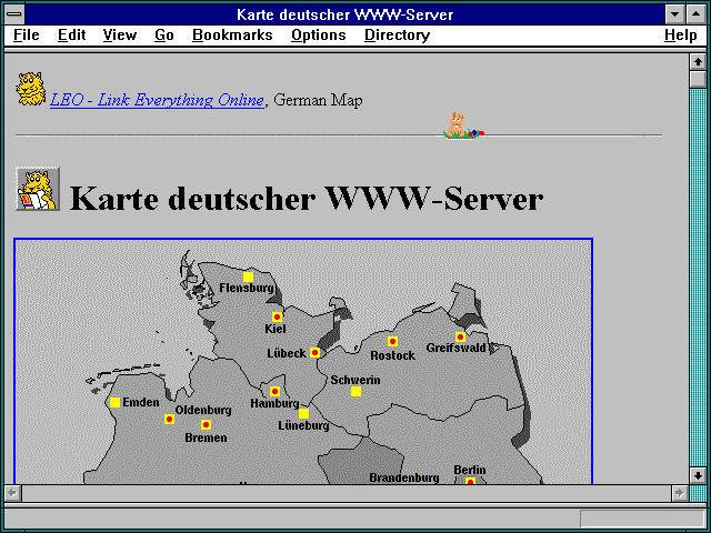 Screenshot of Karte deutscher WWW-Server