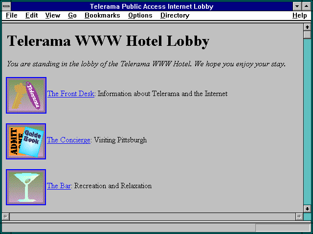 Screenshot of Telerama Public Access Internet Lobby