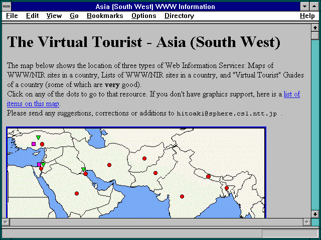 Screenshot of Asia (South West) WWW Information