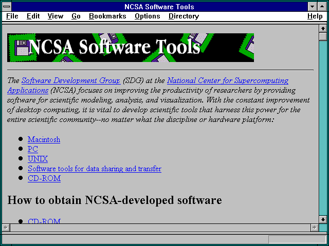 Screenshot of NCSA Software Tools