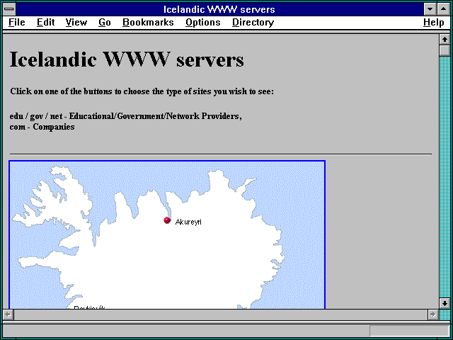 Screenshot of Icelandic WWW servers