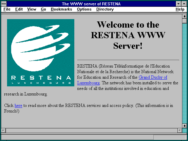 Screenshot of The WWW server of RESTENA