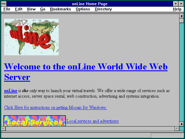 Screenshot of onLine Home Page