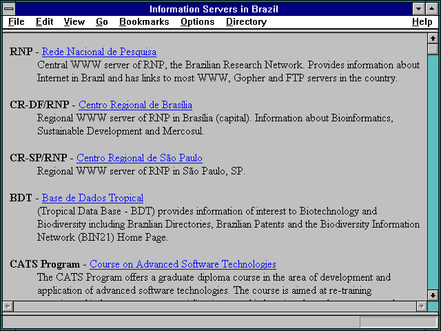 Screenshot of Information Servers in Brazil