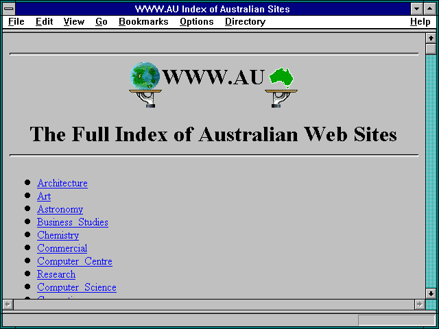 Screenshot of WWW.AU Index of Australian Sites