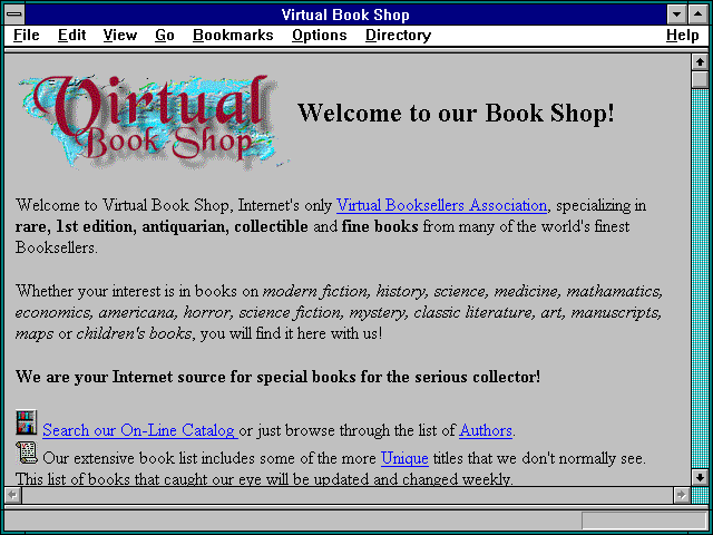 Screenshot of Virtual Book Shop