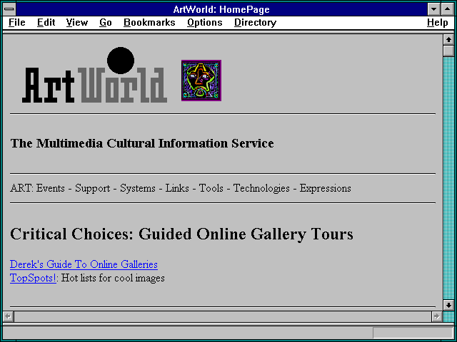 Screenshot of ArtWorld: HomePage